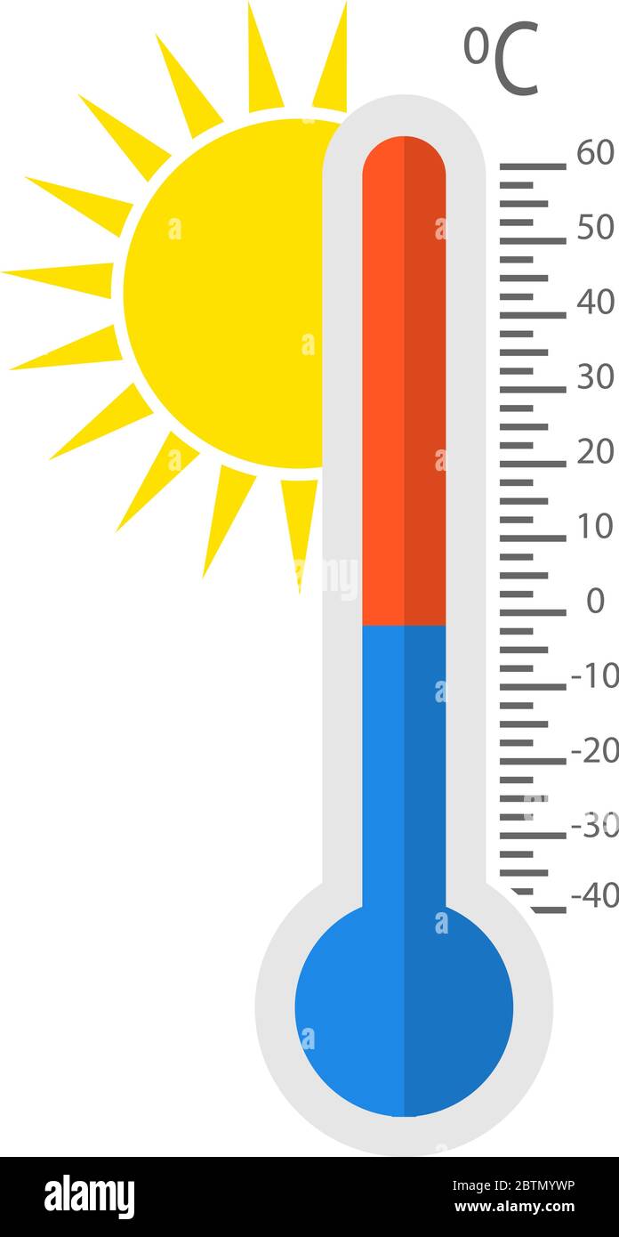 Heat thermometer and sun icon, on white background Stock Vector Image ...