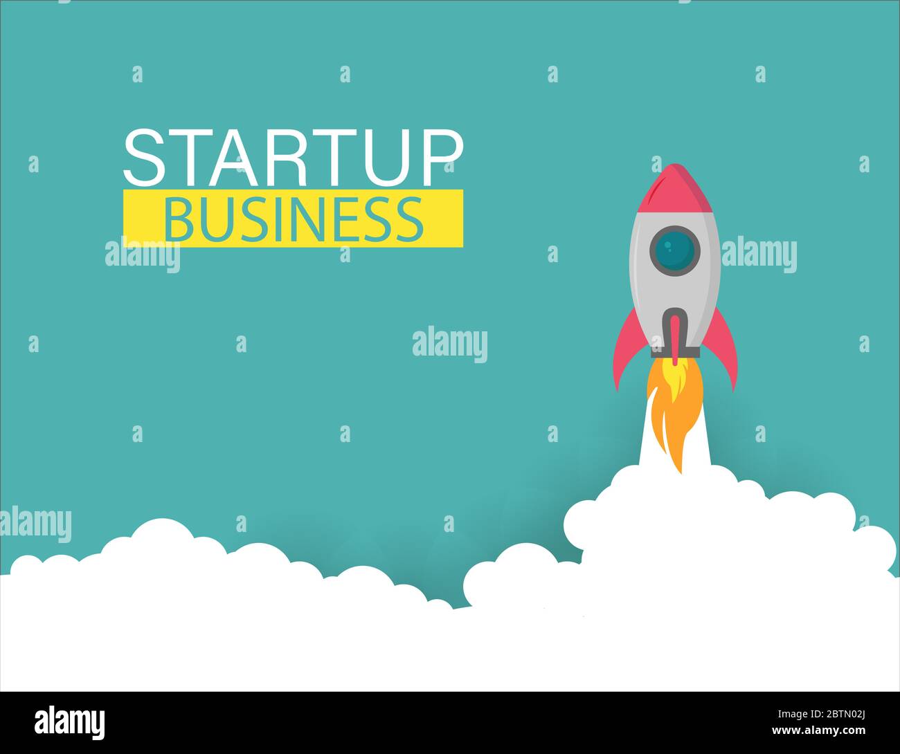 Startup rocket up business project, vector illustration Stock Vector