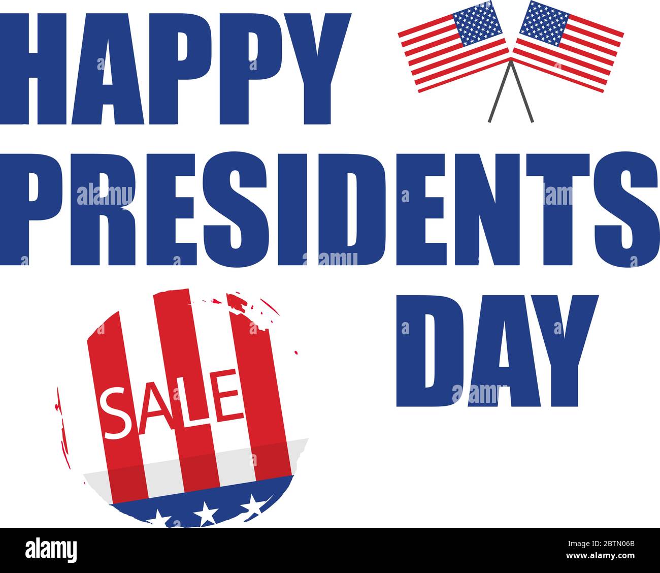 Happy Presidents day sale in flat design, vector illustration Stock