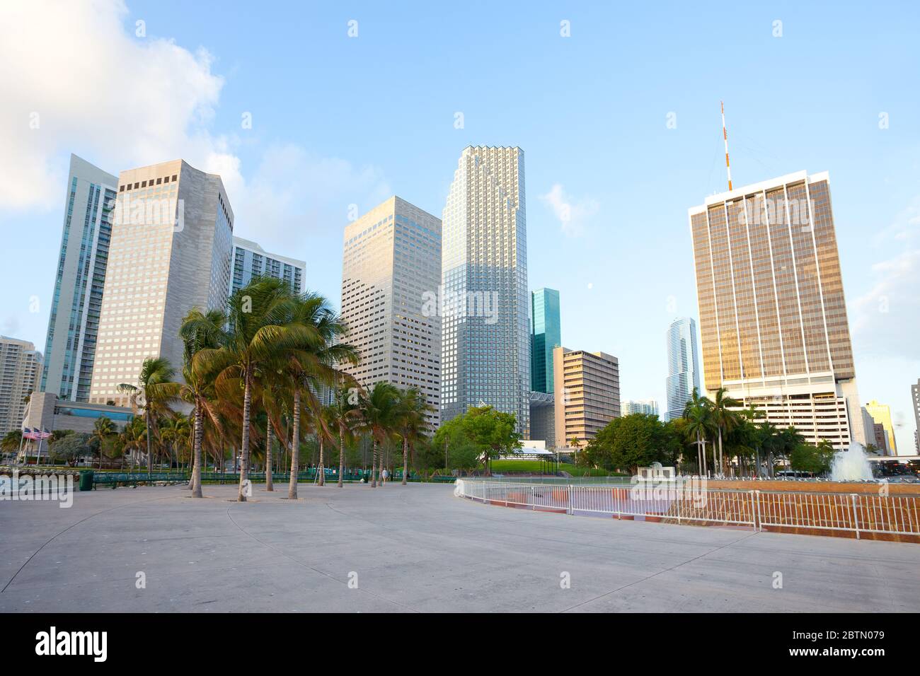 Bayfront Park and downtown skyline, Miami, Florida, USA Stock Photo