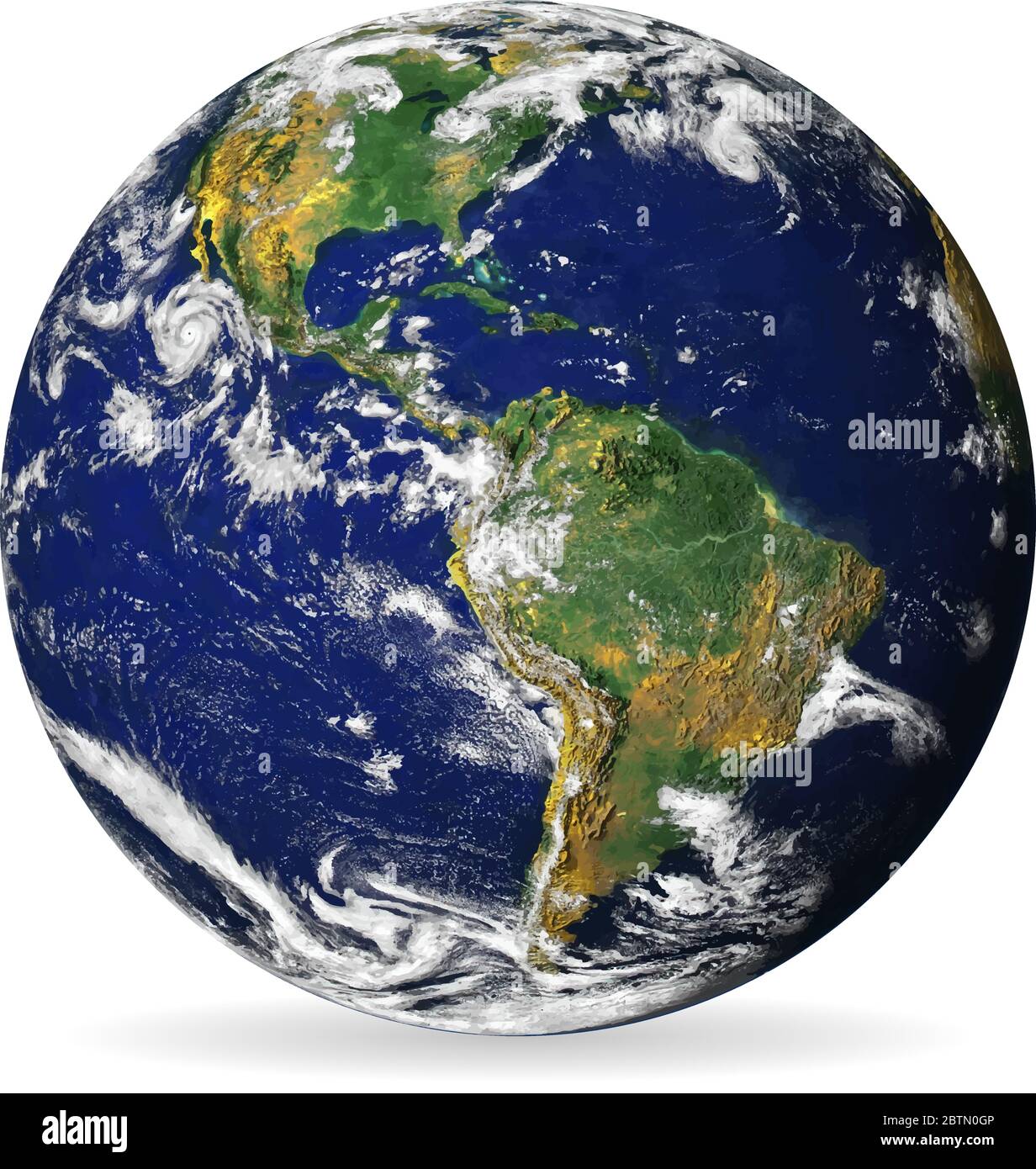 Earth globe isolated on a white background with shadow. Elements of ...