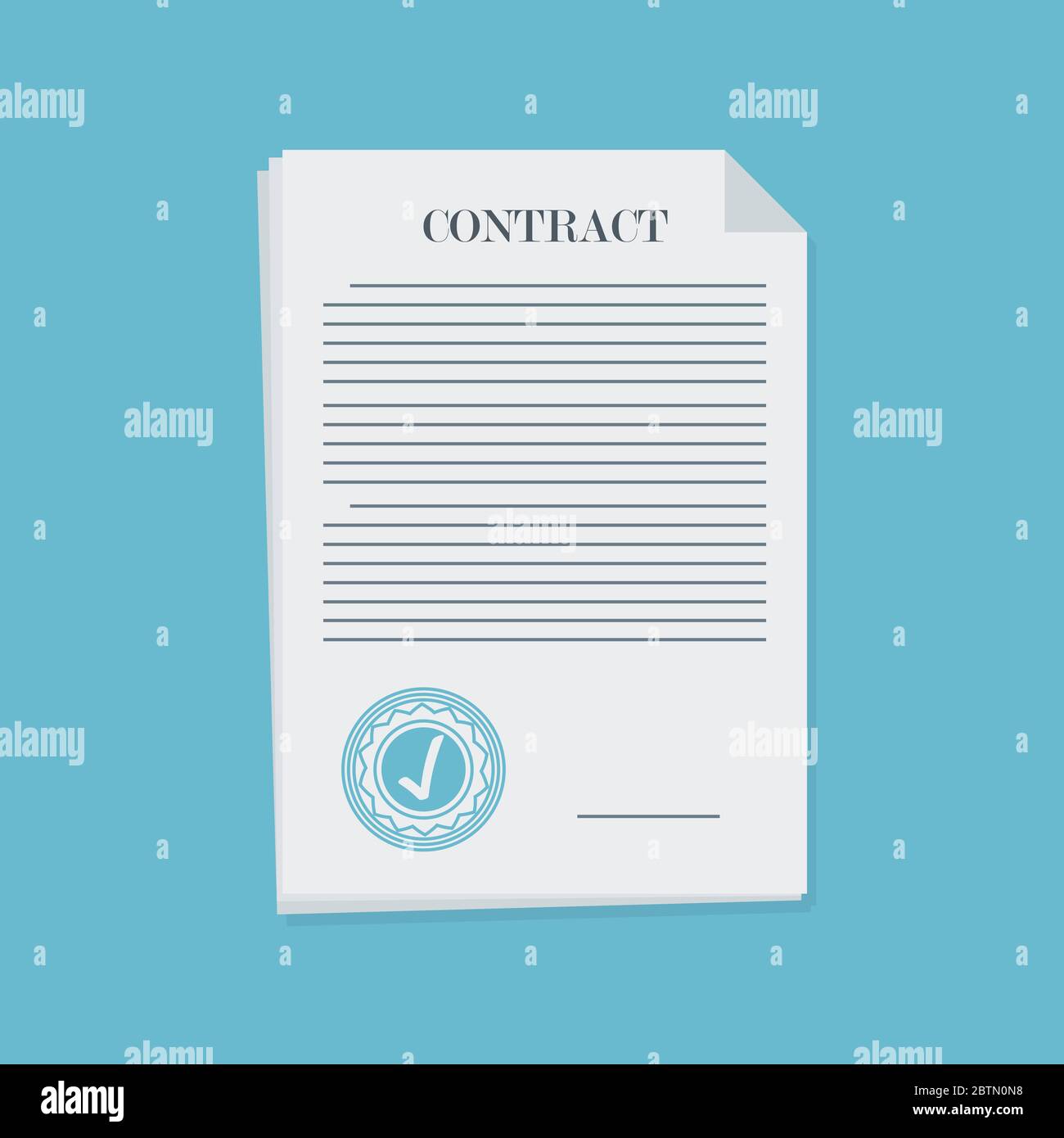 Contract in flat style, business concept, vector illustration Stock Vector
