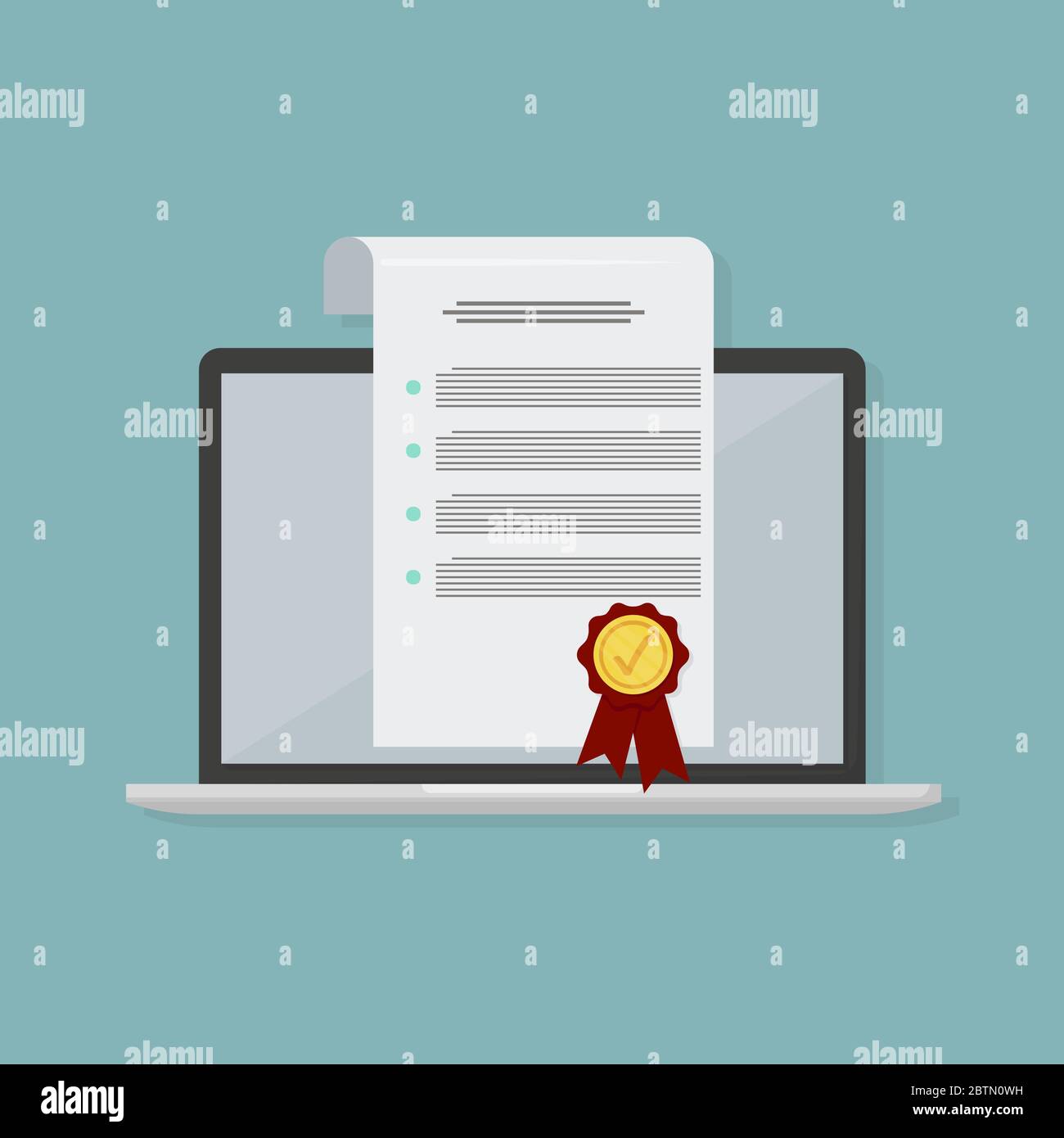 Online electronic contract, in flat style, business concept, vector ...