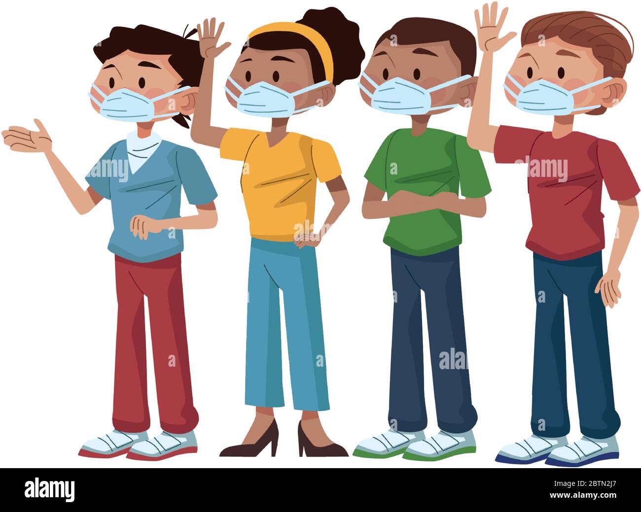 interracial young people using medical masks Stock Vector Image & Art ...