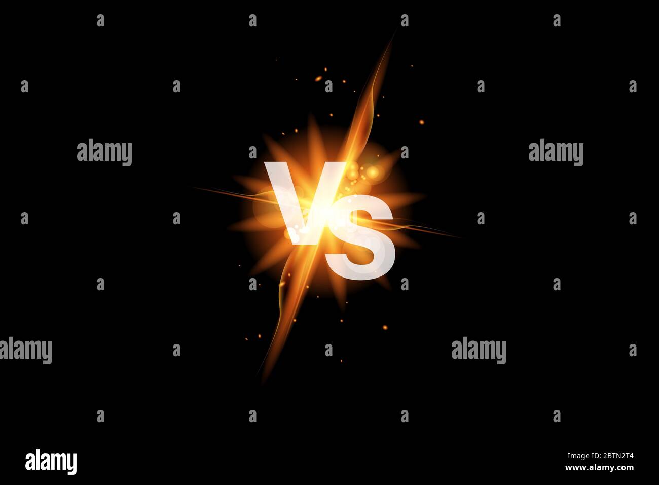 Vs versus battle sport background. Versus fight icon with fire. Vs duel icon. Vector illustration Stock Vector