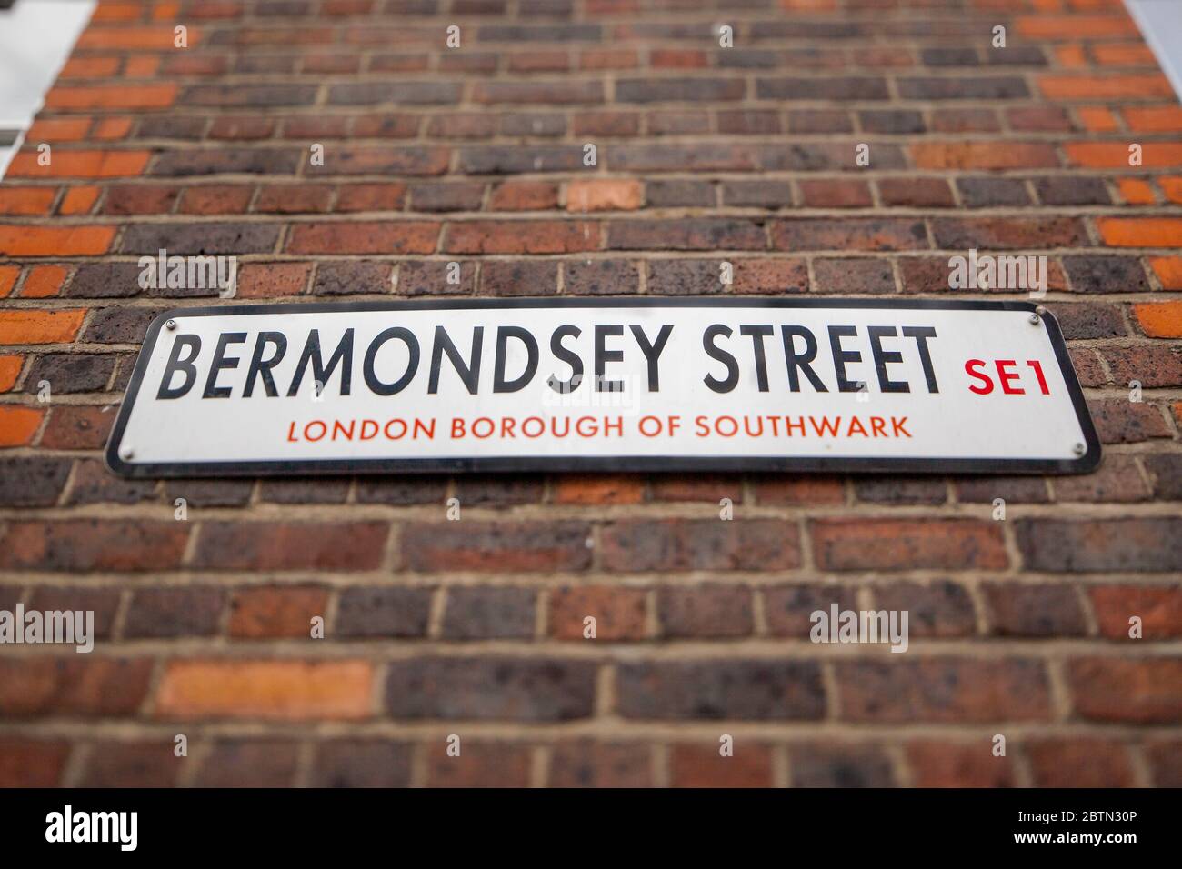 Street name sign for Bermondsey Street in the SE1 area of the borough of Southwark in London, London Stock Photo