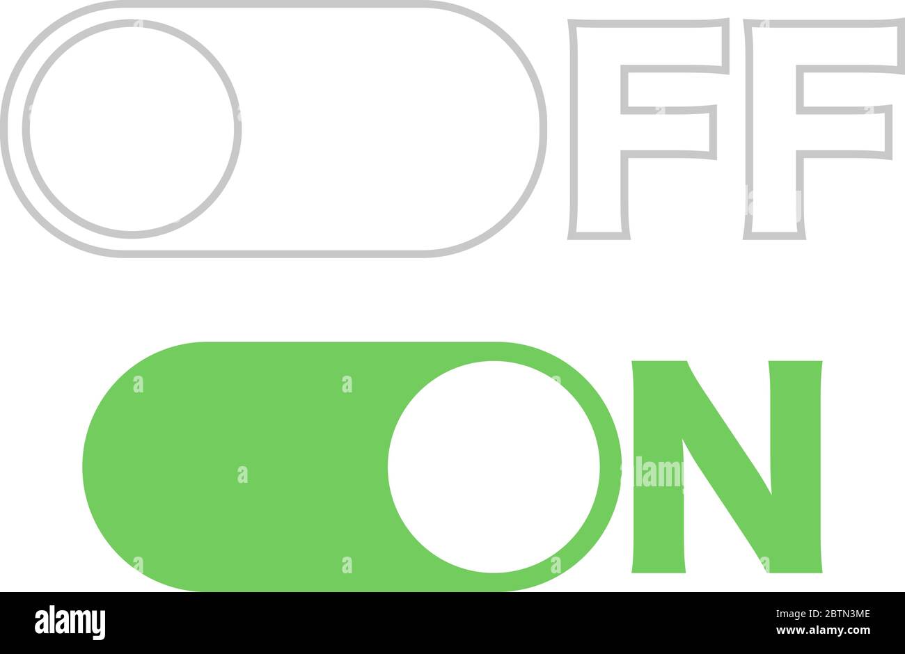 Off or on button. Green on button and linear style off button. Vector ...