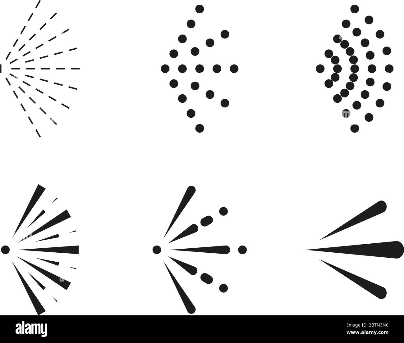 Spray icon set. Spray water symbol. Icons black colored isolated on