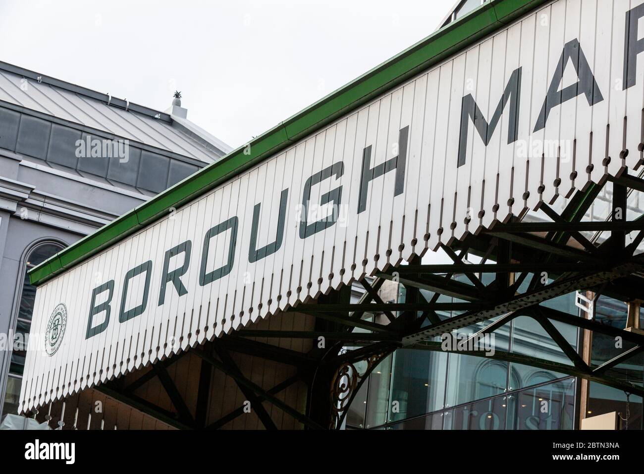 Canopy over the popular Borough Market in the London borough of Southwark Stock Photo