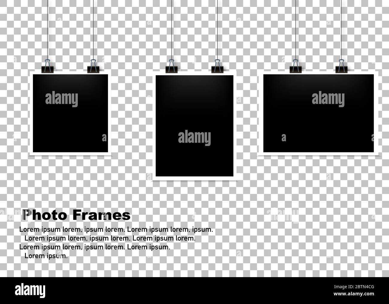 Hanging Photo frame set isolated background. Vector illustration Stock