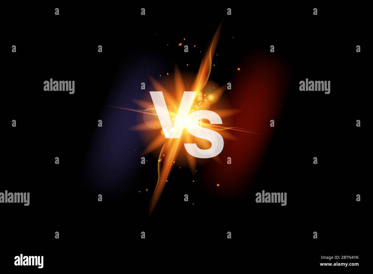 Vs versus battle sport background. Versus fight icon with fire. Vs duel icon. Vector illustration Stock Vector