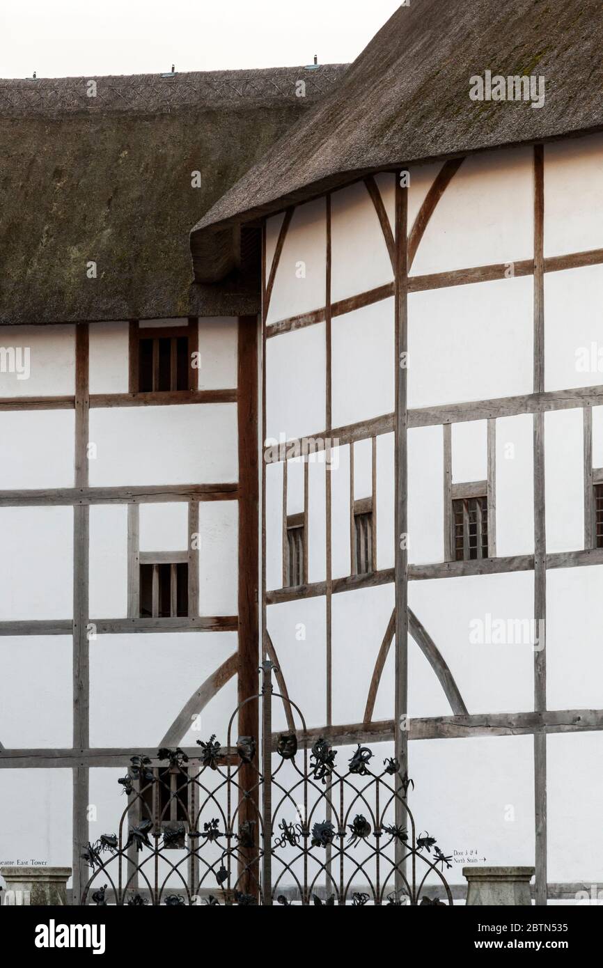 Architectural detail of Shakespeare's Globe Theatre on the South Bank in London, England Stock Photo