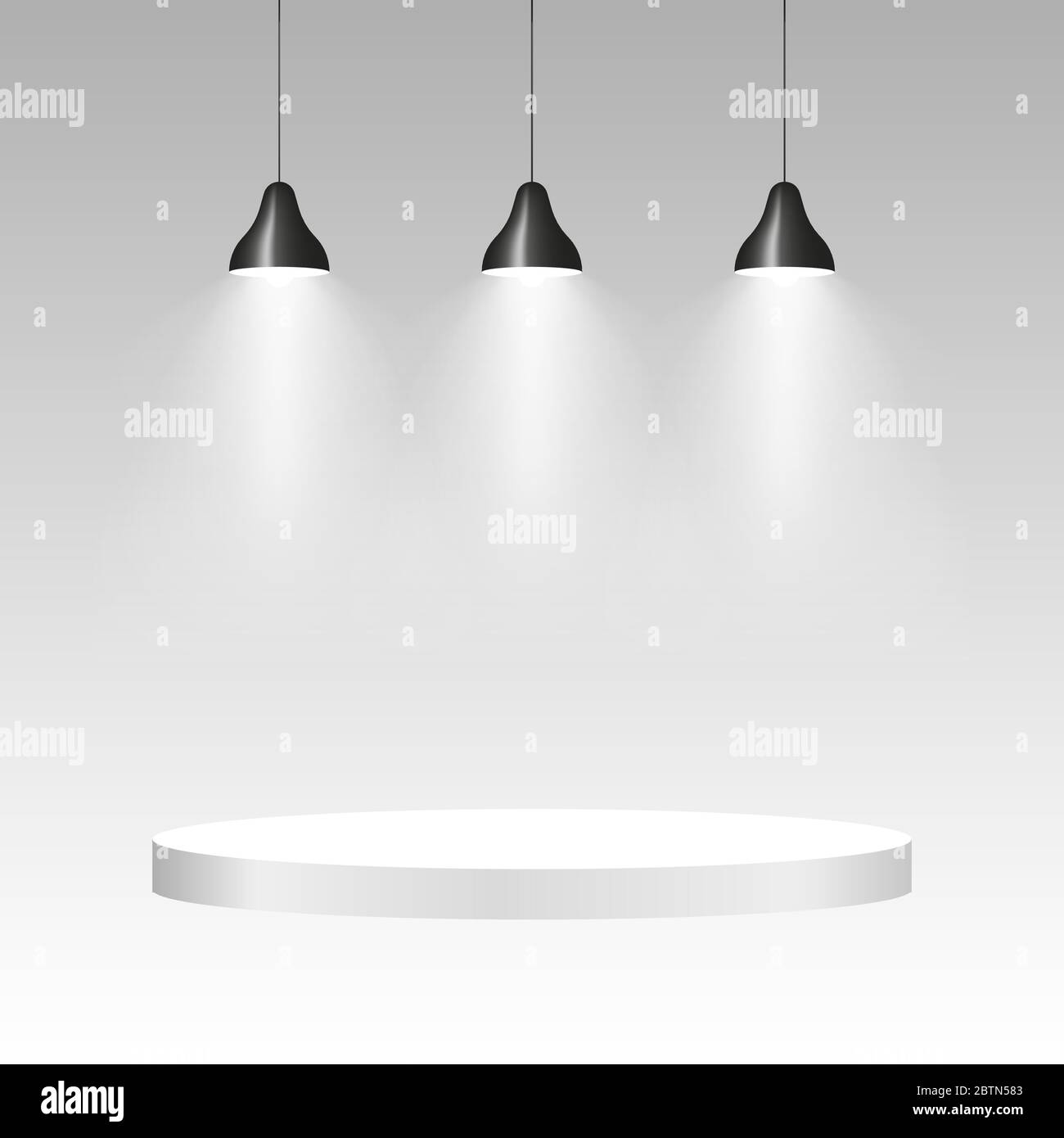 Three ceiling lamps with light. Lamp hanging background. Vector illustration Stock Vector