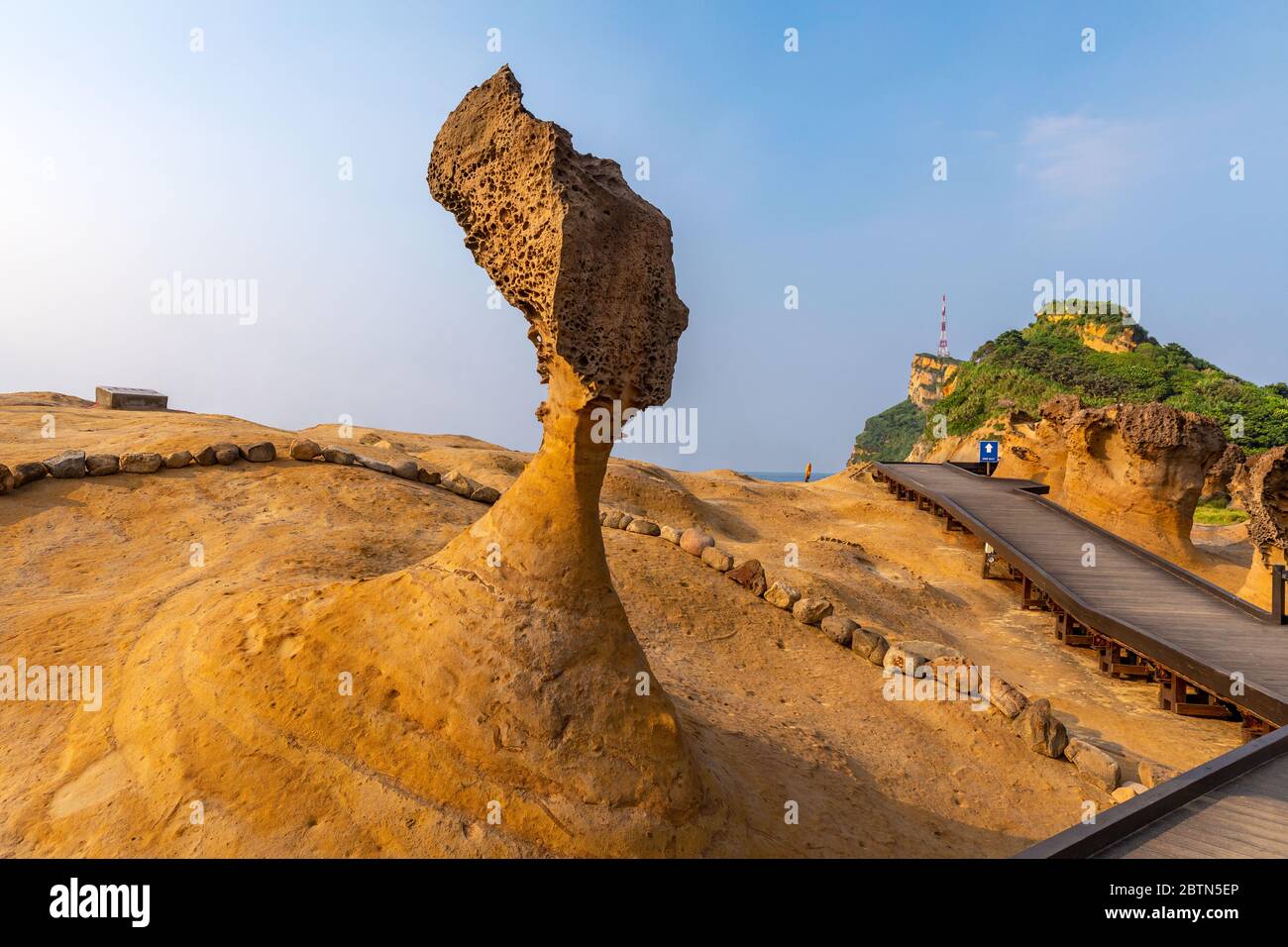 Queen's head Stone on Yehliu Geopark, New Taipei, Taiwan Stock Photo