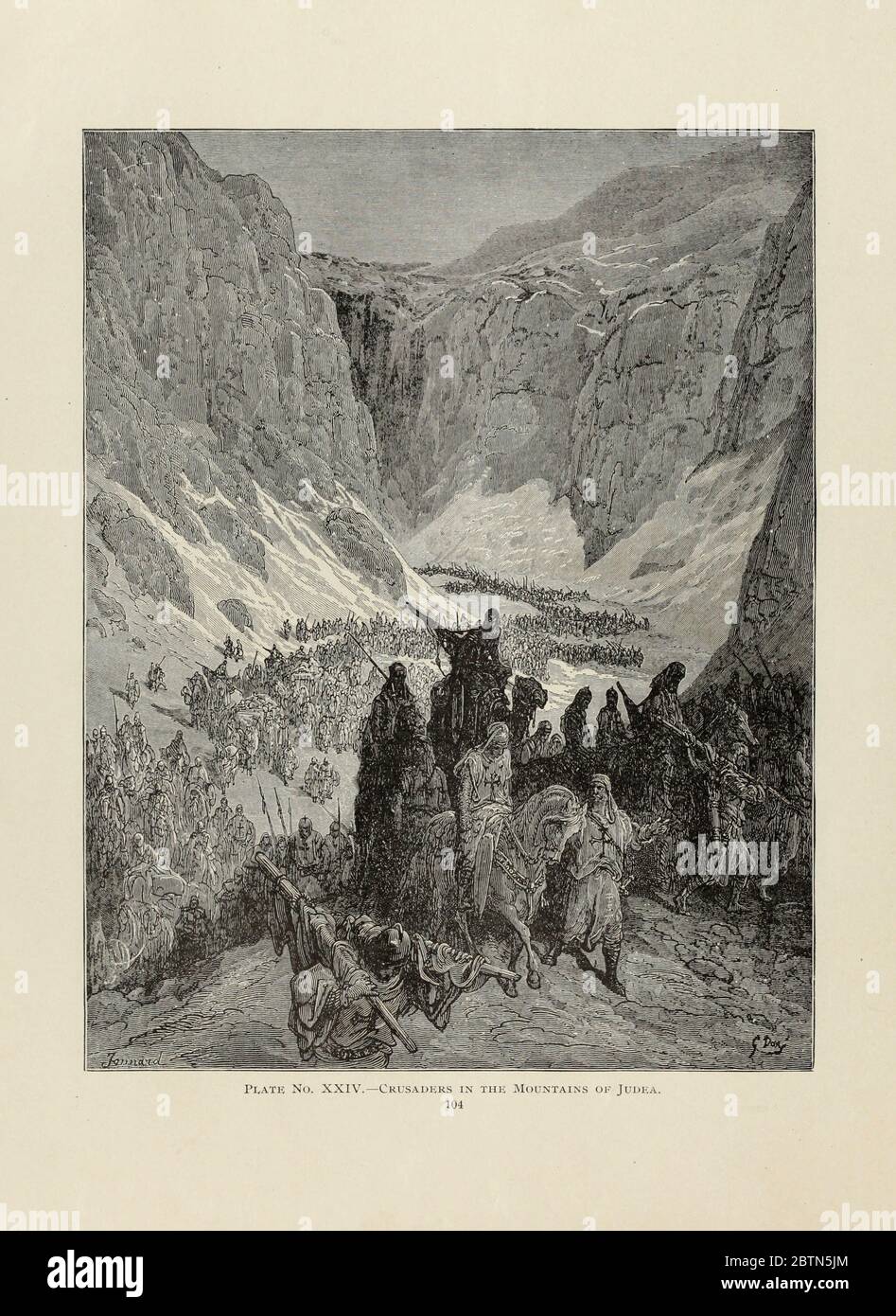 Crusaders in the Mountains of Judea Plate XXIV from the book Story of the crusades. with a magnificent gallery of one hundred full-page engravings by the world-renowned artist, Gustave Doré [Gustave Dore] by Boyd, James P. (James Penny), 1836-1910. Published in Philadelphia 1892 Stock Photo