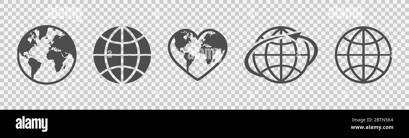 Globe set. Earth linear icons. Flat style. Vector illustration Stock Vector