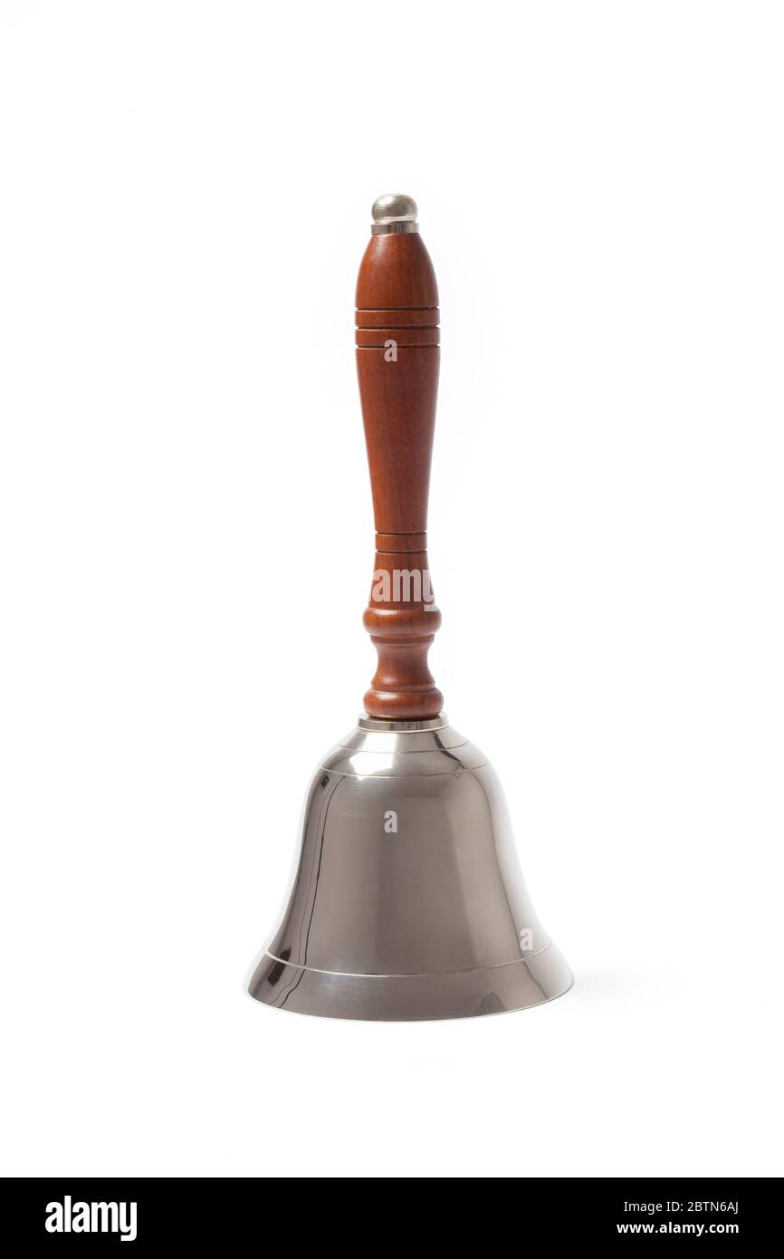Traditional school bell isolated on white background and with clipping path. Stock Photo