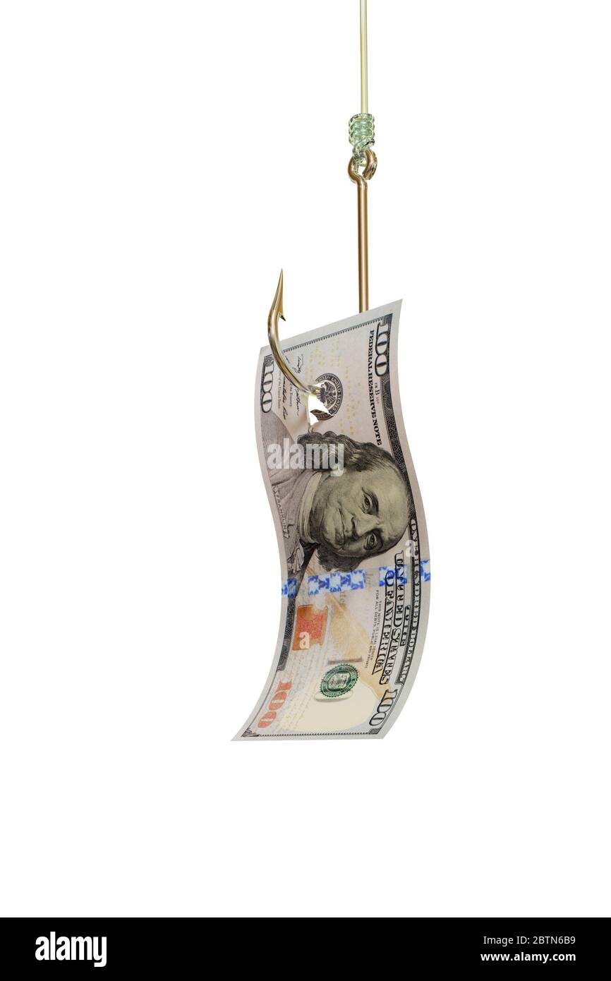 Dollar bill on fishing hook. 3D illustration Stock Photo Alamy