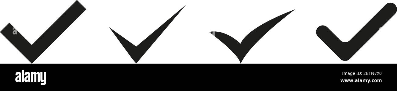 Check mark sign icon vector. Black check mark on white background ...