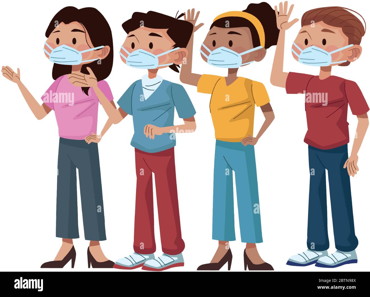 interracial young people using medical masks Stock Vector Image & Art ...