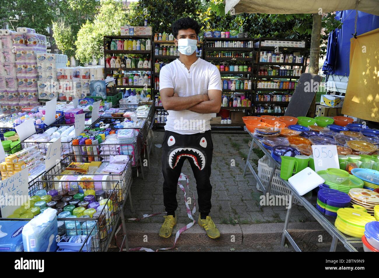 Milan (Italy), reopening of street markets with all security measures after two months of lockdown for the Coronavirus epidemic Stock Photo