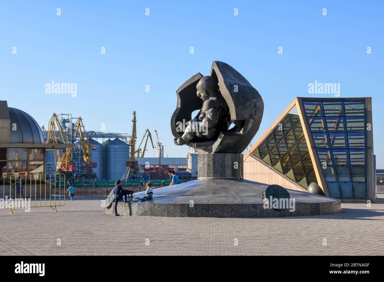 Europe, Ukraine, Odessa. Baby statue in the port of Odessa Stock Photo