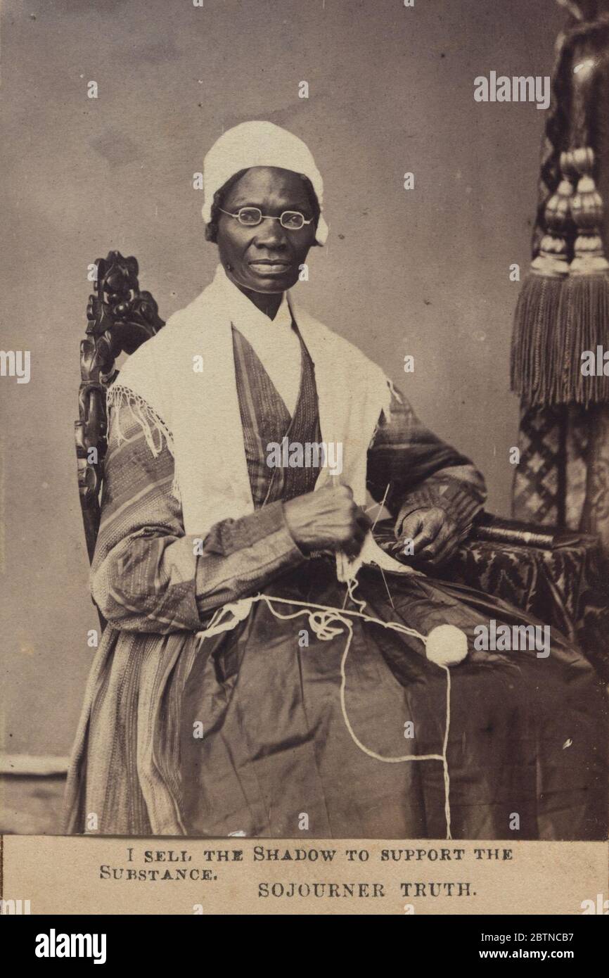 Sojourner Truth. In 1843 ex-slave Isabella Van Wagener obeyed God's personal command to her, changed her name to Sojourner Truth, and became an itinerant preacher. Stock Photo