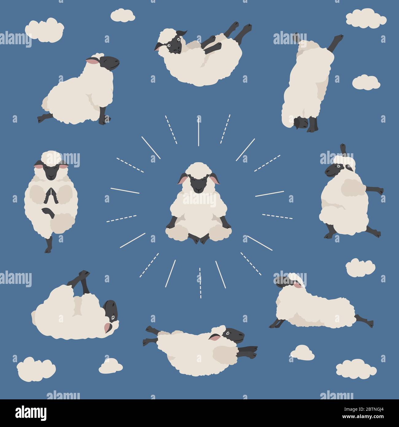 Sheep yoga poses collection. Farm animals set. Flat design. Vector ...