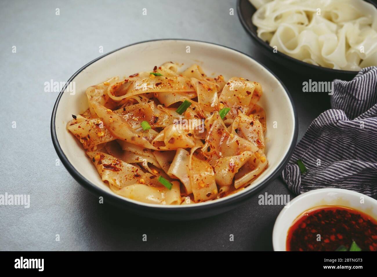 Homemade Rice noodles in chilli oil, selective focus Stock Photo Alamy