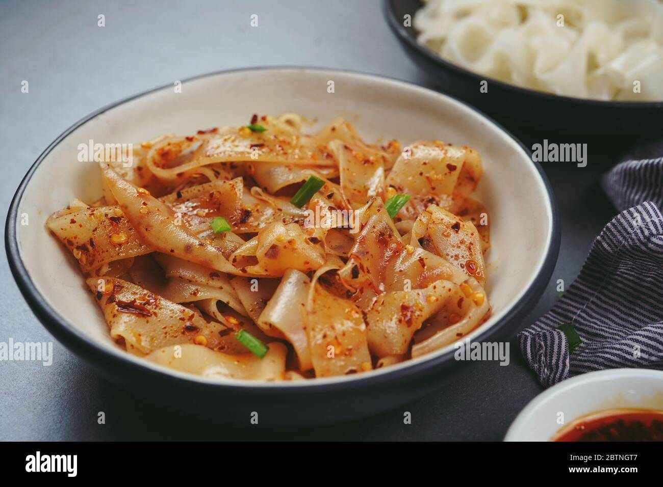 Homemade Rice noodles in chilli oil, selective focus Stock Photo Alamy
