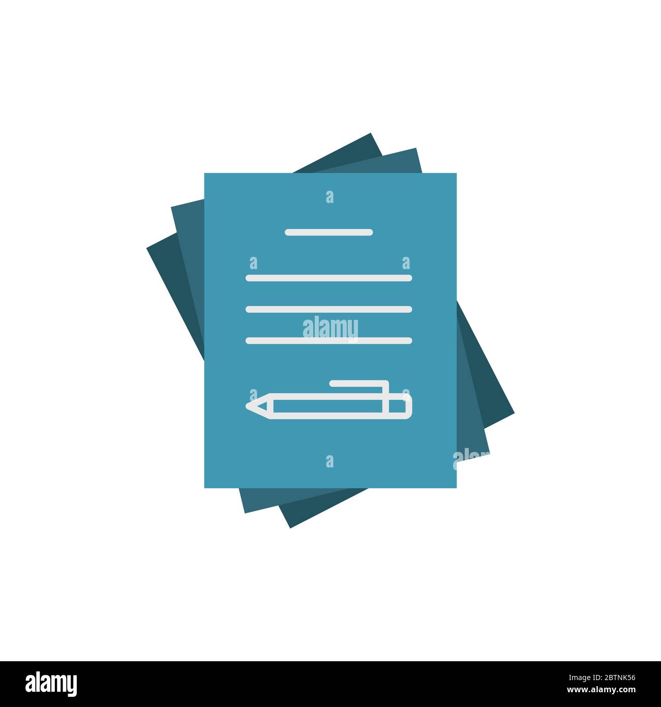 Paper documents and pen vector icon symbol isolated on white background Stock Vector