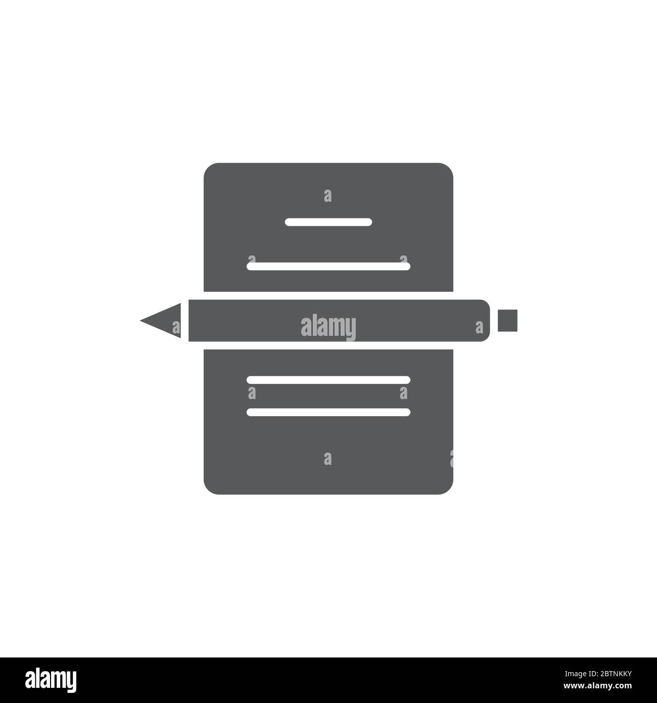 Paper documents and pen vector icon symbol isolated on white background ...