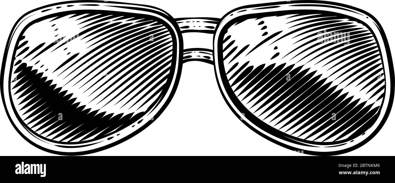 Vintage Style Sunglasses Icon Illustration Stock Vector