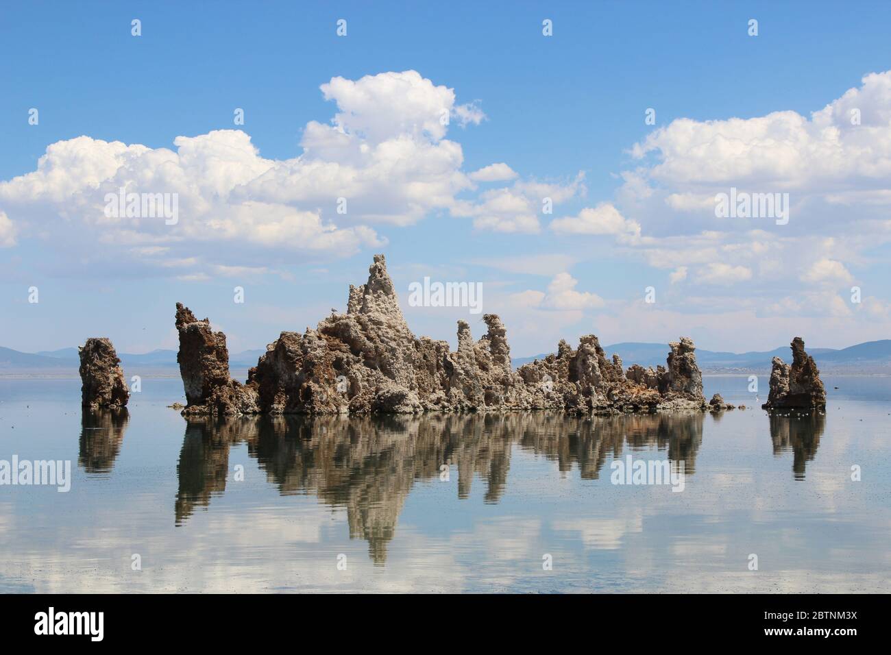 Mono Lake south Tufa State Natural Reserve - tufa columns reflected in the water Stock Photo