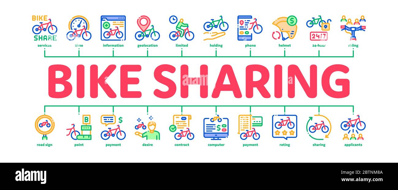 Bike Sharing Business Minimal Infographic Banner Vector Stock Vector Image Art Alamy
