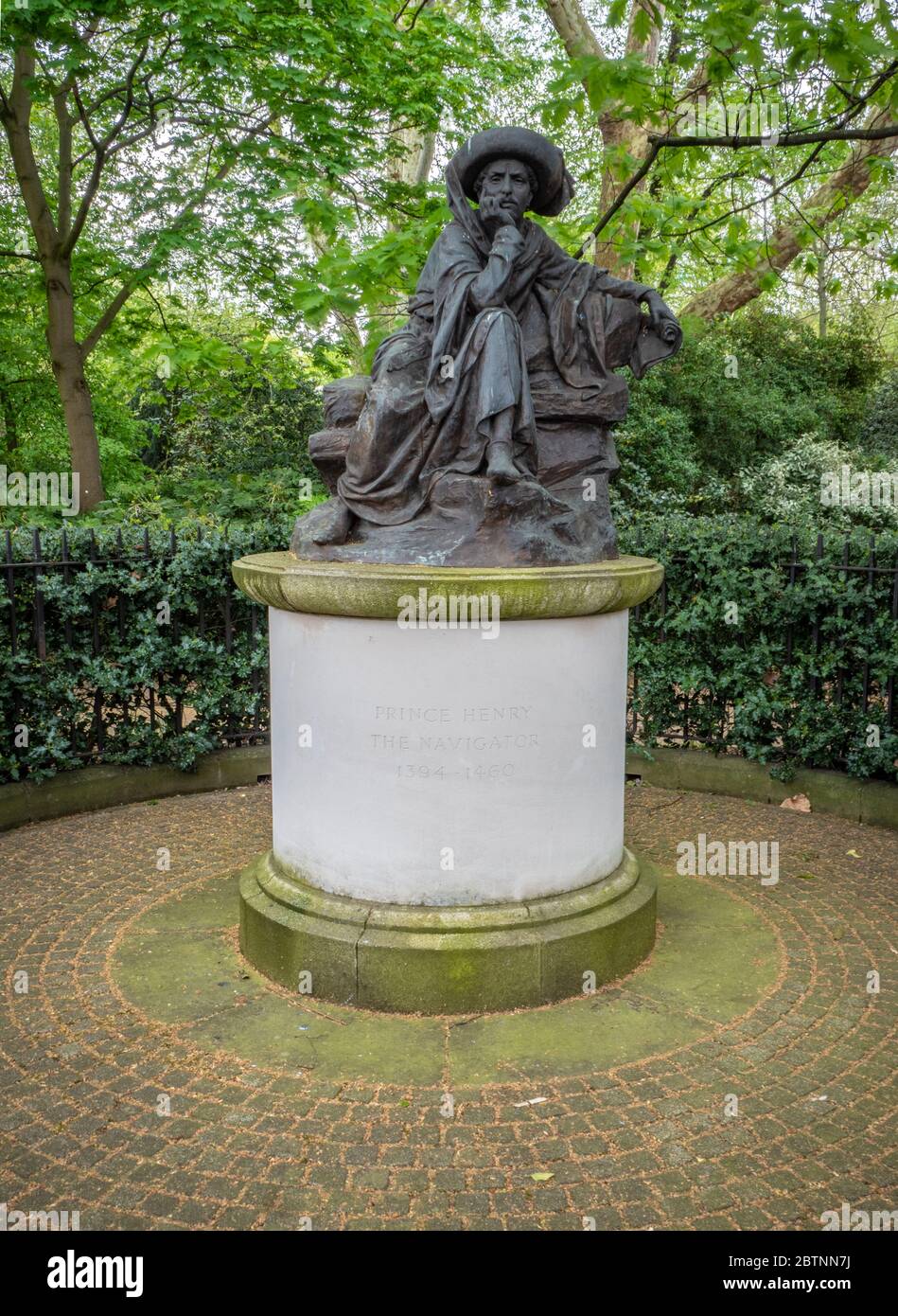Henry the Navigator, Belgrave Square, London. A statue of the Portuguese explorer located close to the Embassy of Portugal, London. Stock Photo