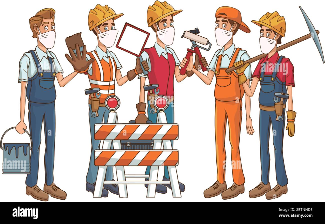 Buildres Mask Builders fence Stock Vector Images - Alamy
