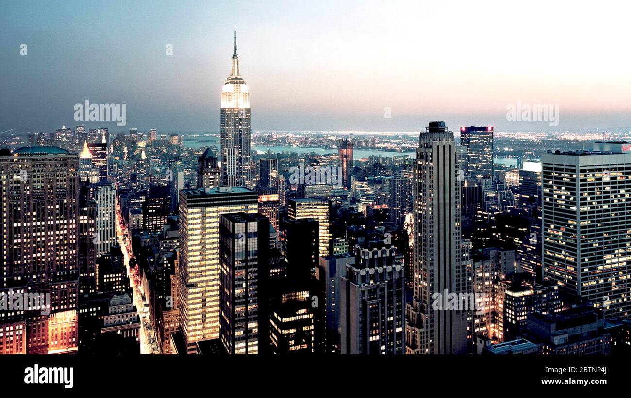 New York city skyline at sunset Stock Photo