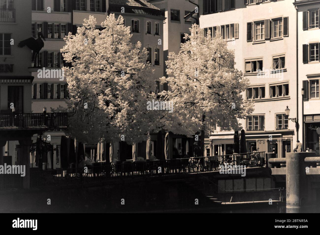 infrared image - square of weinplatz - city of zurich - switzerland Stock Photo