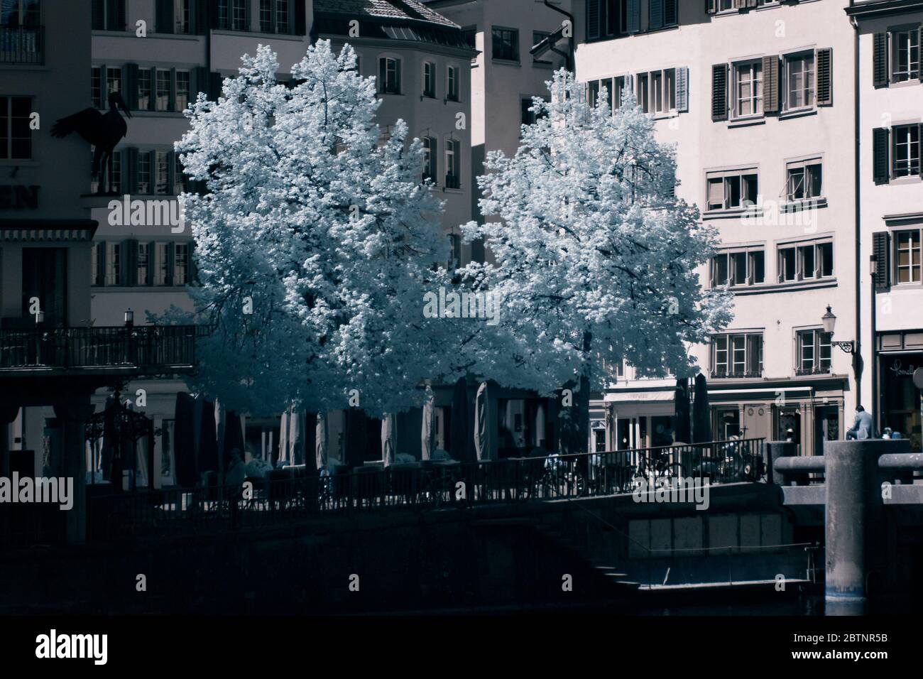 infrared image - square of weinplatz - city of zurich - switzerland Stock Photo