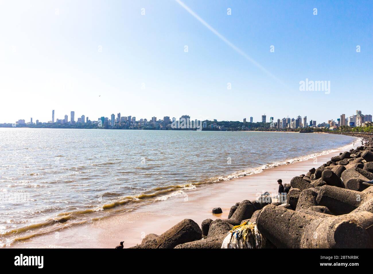 Marine Drive, Mumbai in the broad daylight is still looks as gorgeous as it in in night. The Marine Drive is also known as the Queen's necklace Stock Photo