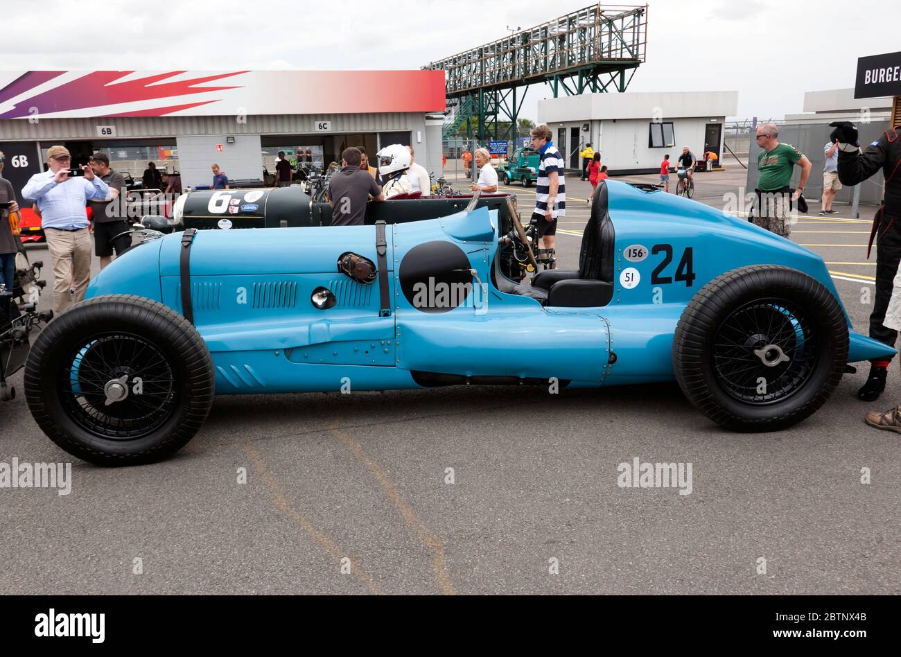 Side view of a David Ayre's, 1934, Barnato Hassan Special, waiting for the qualifying session of the Bentley Centenary Trophy for Pre-War Sport Cars Stock Photo