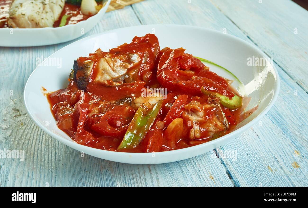 Trinidadian fish stew, Caribbean Fish ith marinated red snapper and