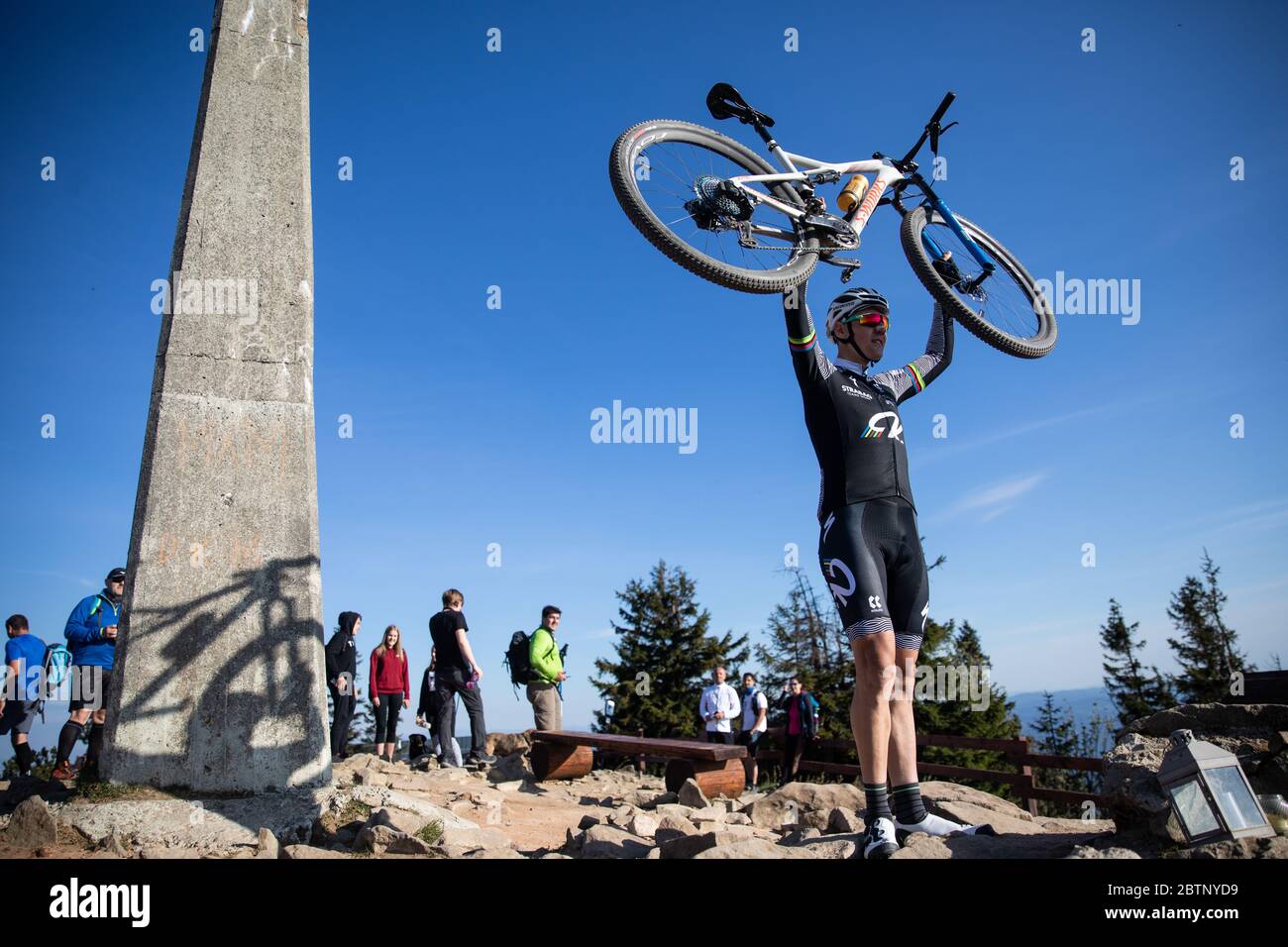 The mountain bike champion Jaroslav Kulhavy thirteen times rides to Lysa hora clocking elevation of Mt. Everest) in Czech Republic, May Photo - Alamy