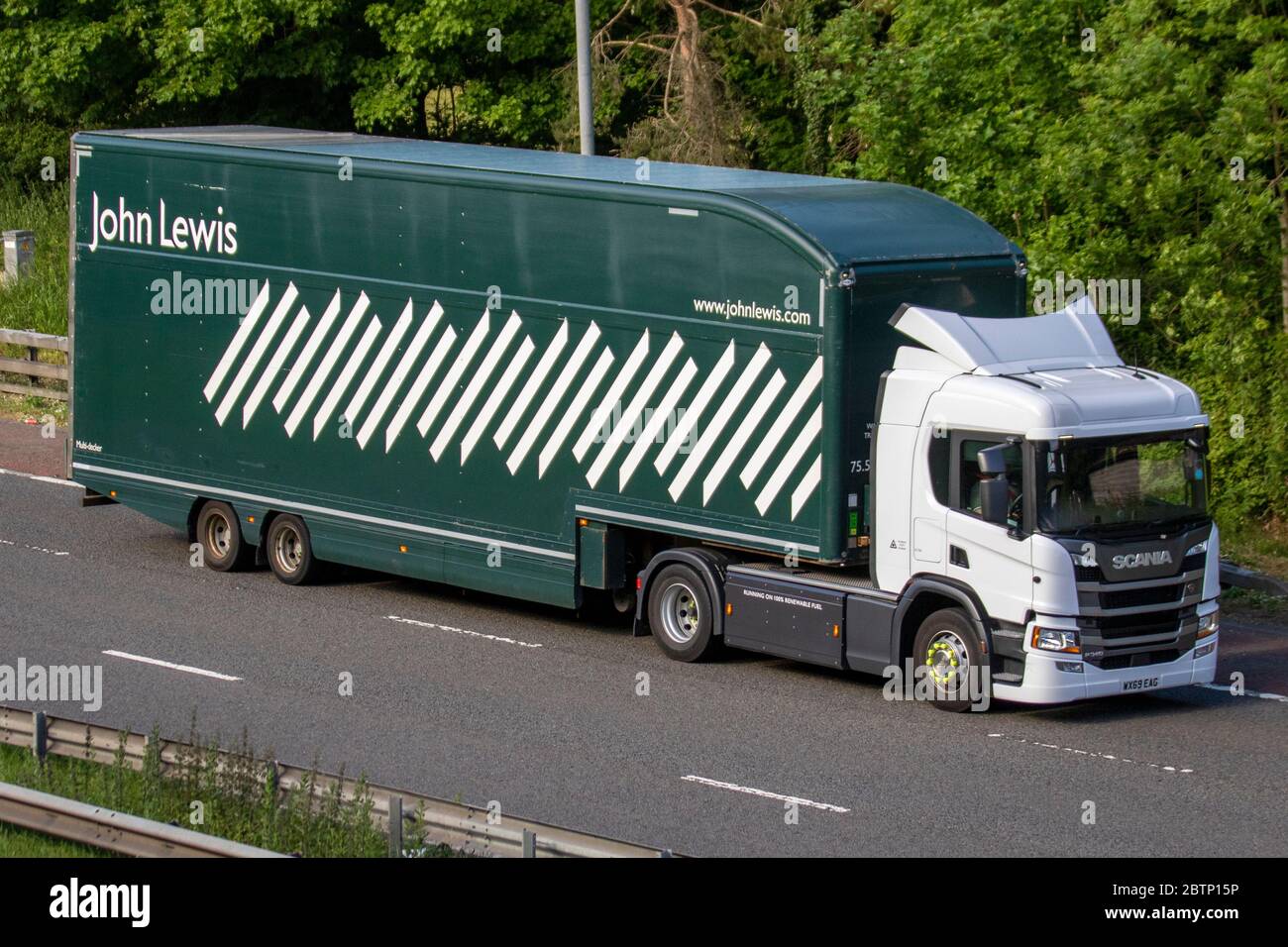 John Lewis; Haulage delivery trucks, articulated green lorry