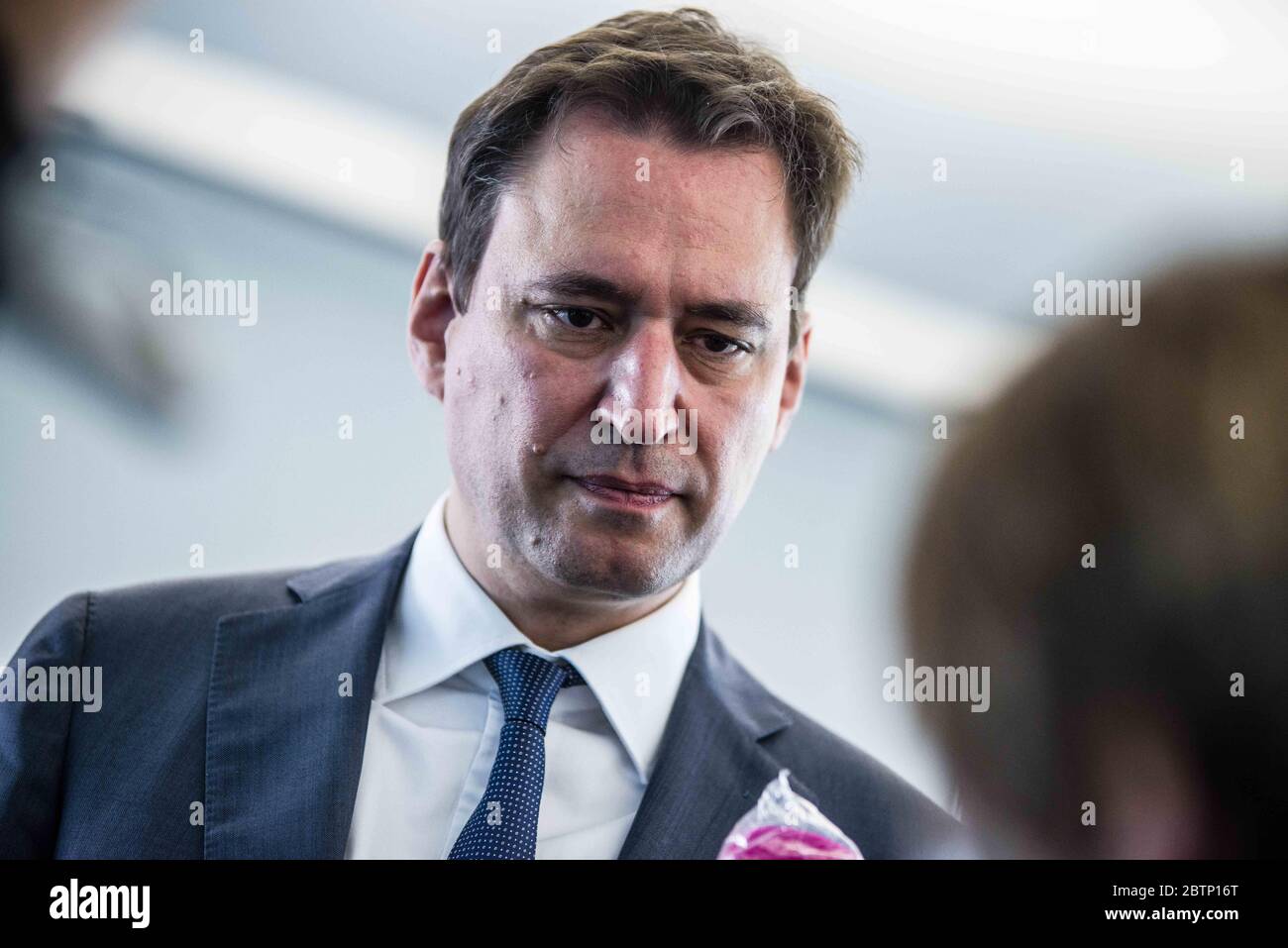 Munich, Bavaria, Germany. 27th May, 2020. Justizminister of Bavaria GEORG EISENREICH. Due to a rise of anti-Semitic activities and crimes throughout Germany and specifically over 300 in Bavaria alone, the Bavarian Justizminister has issued a warning regarding the spreading of anti-semitic conspiracy theories, Holocaust relativization via the protests against the anti-Corona protests. Due to this, the Oberstaatsanwalt (head state attorney) Andreas Franck has produced a manual entitled 'Antisemitische Straftaten erkennen'' (Recognize Antisemitic Crimes) which Justizminister Georg Eisenreich Stock Photo