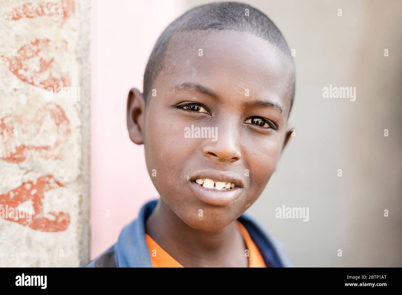 Portrait of boy child looking at camera, Abala, Afar Region, Ethiopia, Africa Stock Photo