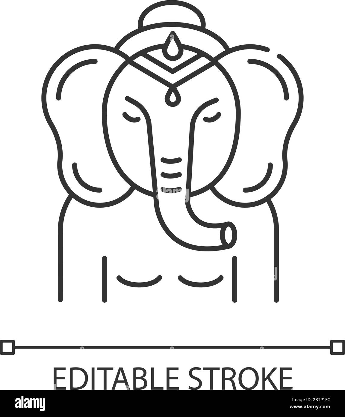 Ganesha pixel perfect linear icon Stock Vector
