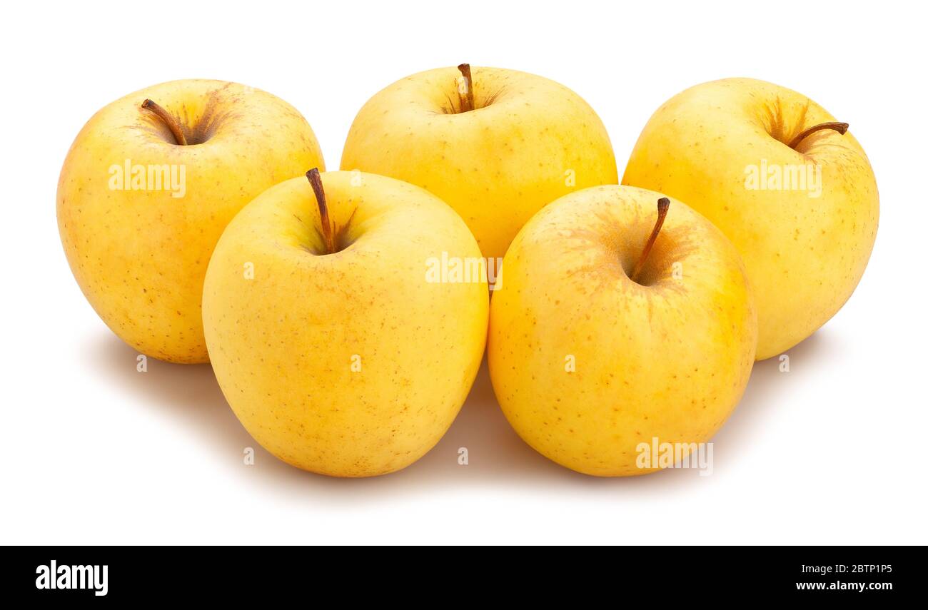 golden delicious apples path isolated on white Stock Photo