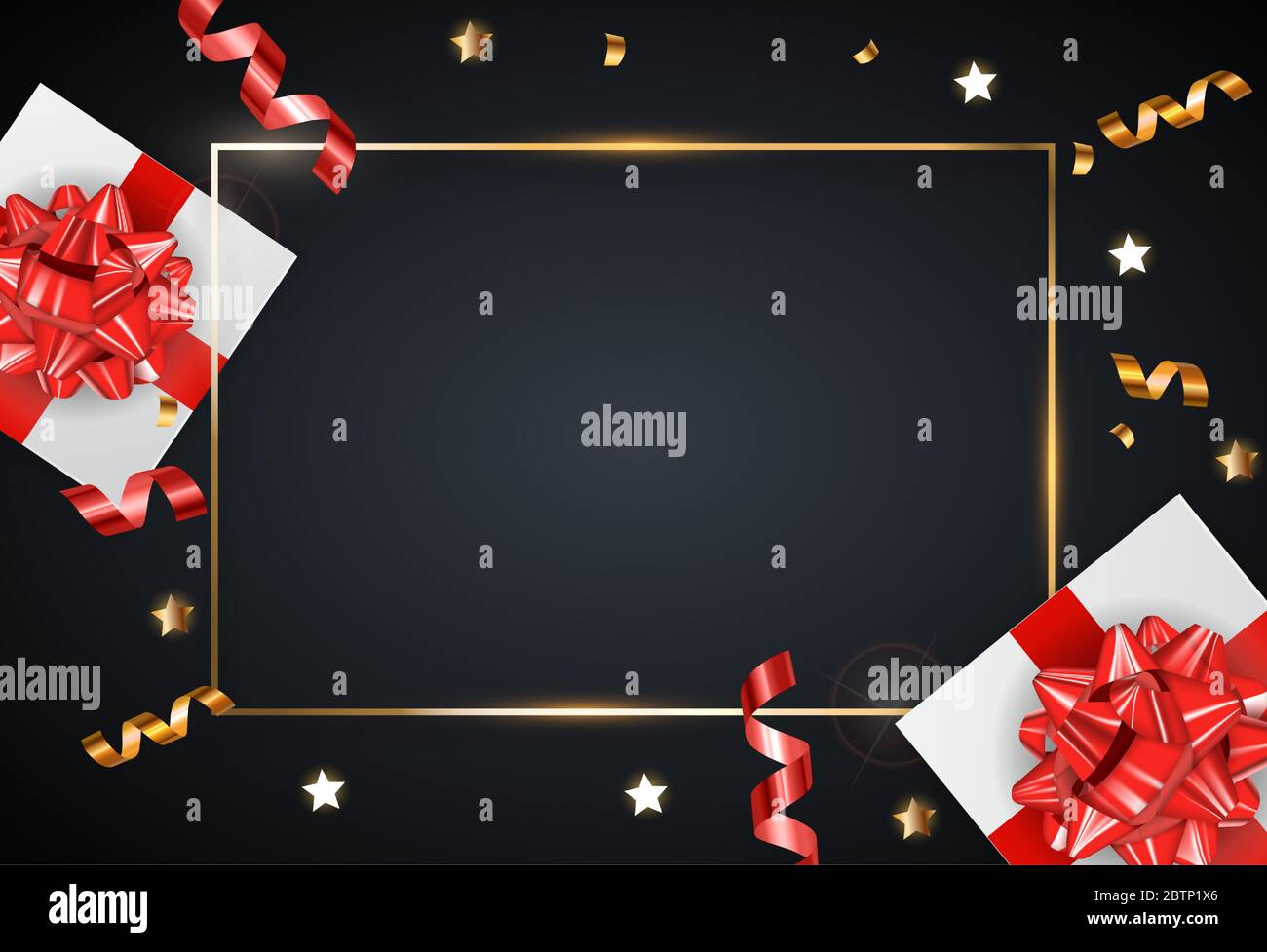 Holiday Background with Gift Box and Glossy Ribbon. Vector Illustration ...